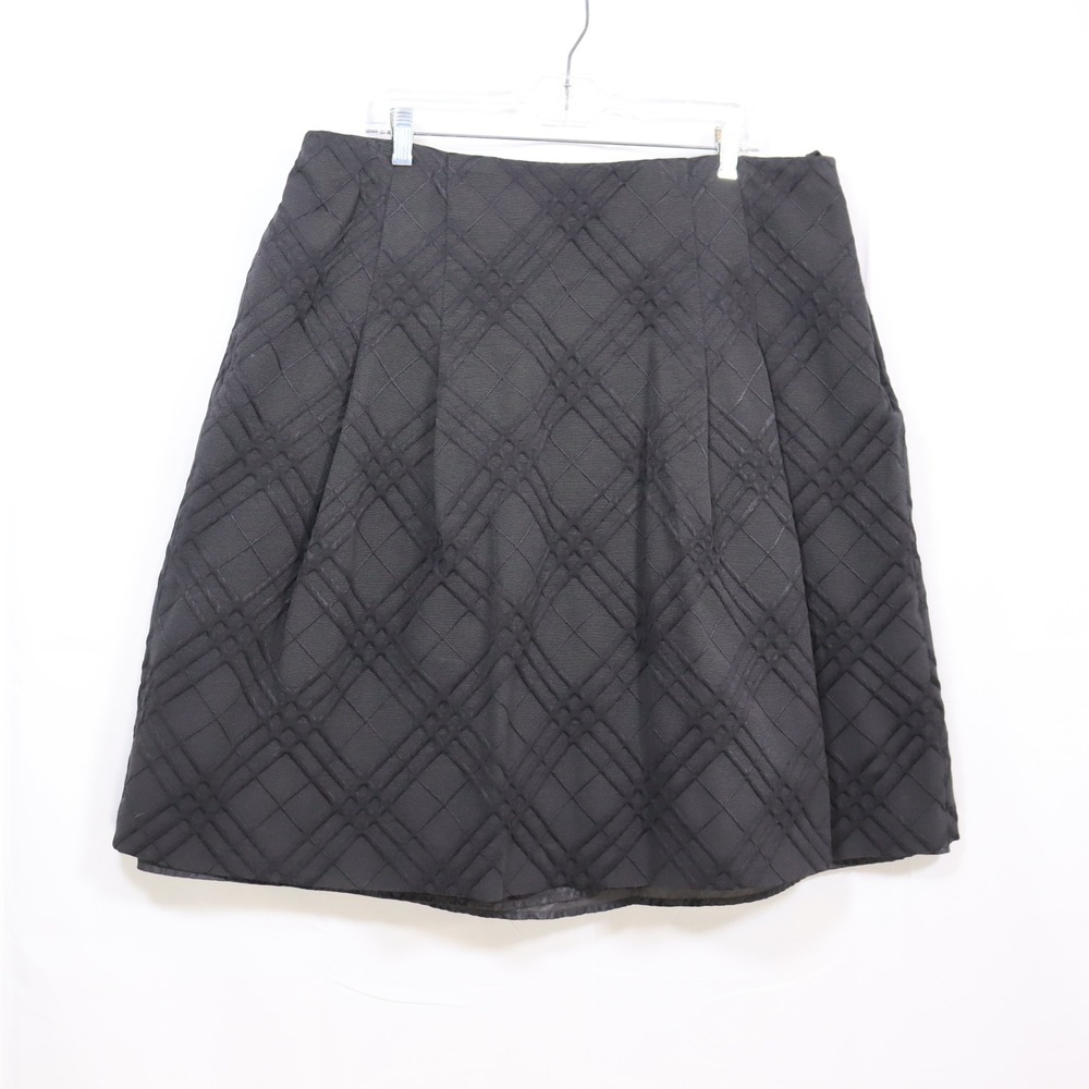 Talbots A-Line Skirt 18W Black Womens‎ Quilted Pleated Classic